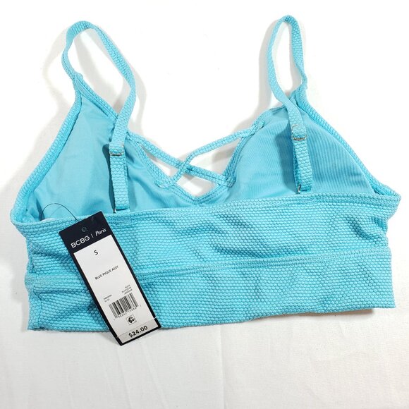 BCBG|Paris Aqua Blue Textured Bikini Top Youth Small Petite NWT - Picture 2 of 5